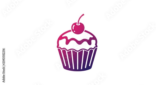 Colorful cupcake with cherry on top.