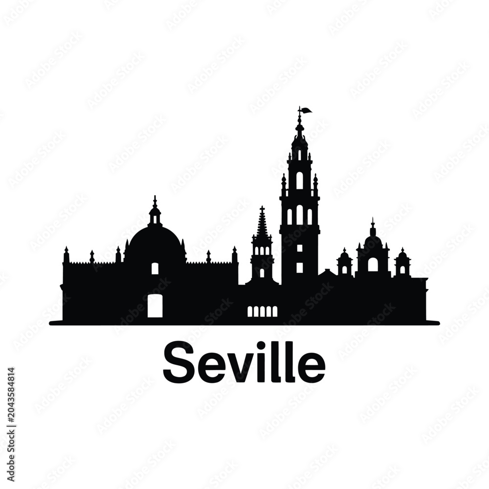 Fototapeta premium seville skyline silhouette on white background cityscape