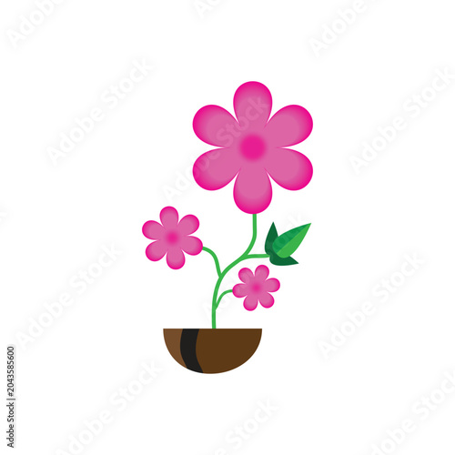 Pink Flower in a Pot Illustration