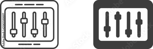 Photos Audio Mixer Faders and Sliders Icons on White Background vector illustration
