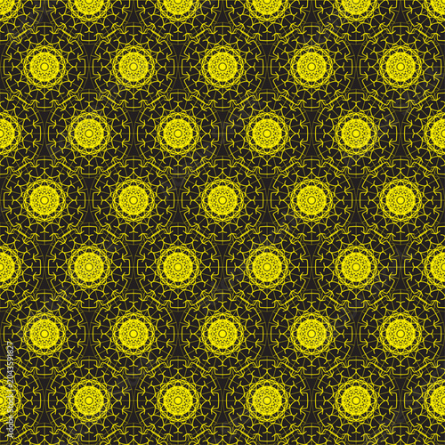 Canvas-taulu geometry arabesque inspired symmetrical surface kaleidoscopic ornament golden lu