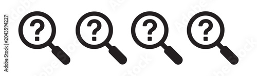 Картината върху платно Question mark inside magnifying glass icons collection for support help and information search