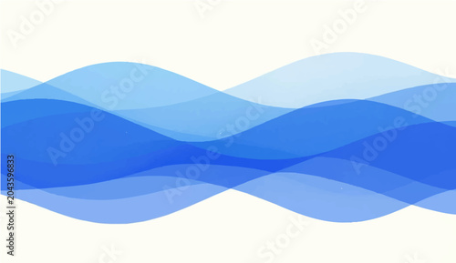 Vászonkép Abstract blue waves flowing gracefully on a clean white background, representing fluidity and movement
