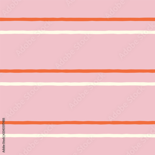 Hand drawn vector seamless pattern with colorful lines on pink. Decorative textile print design. Abstract striped wallpaper texture for creative art project. Flat vector illustration. Stripe print
