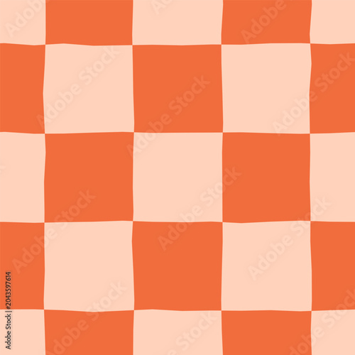 Cute trendy checkered vector seamless pattern. Red plaid endless background for prints, textile, wallpaper. Festive check pattern. Geometric flat vector illustration. Modern abstract print