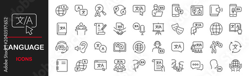 Schilderij op canvas Language icon set