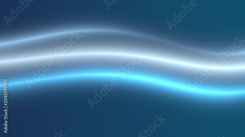 Abstract Blue Light Wave Background with Glowing White Trails Representing High Speed Data Transmission and Digital Energy Motion