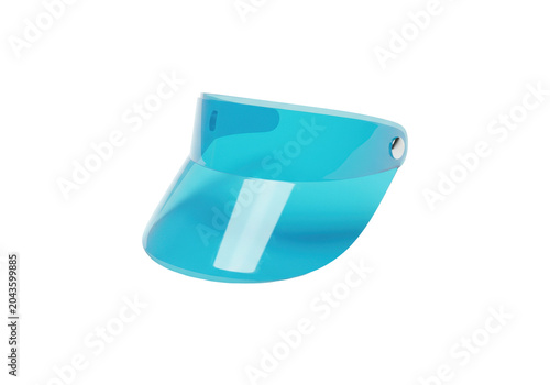 Transparent light blue visor hat with silver clasp isolated white background