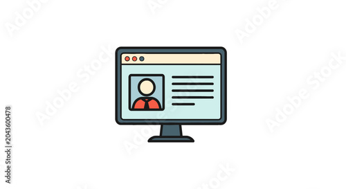 Computer monitor displaying user profile and personal data
