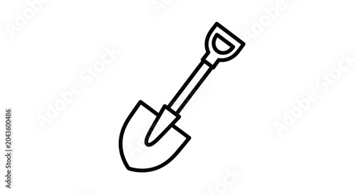 Gardening Spade Tool with D-Handle Outline