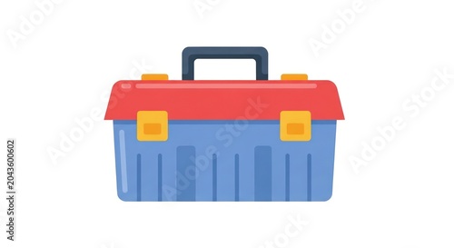 Colorful toolbox with handle and latches.