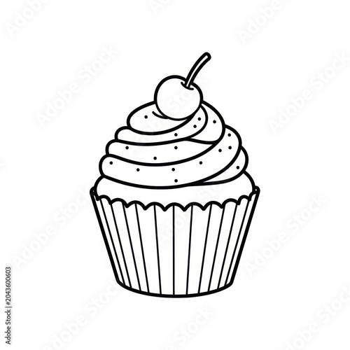 Delicious cupcake with cherry on top.