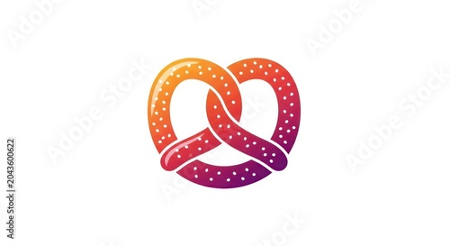 Colorful Pretzel Icon with Glitter.
