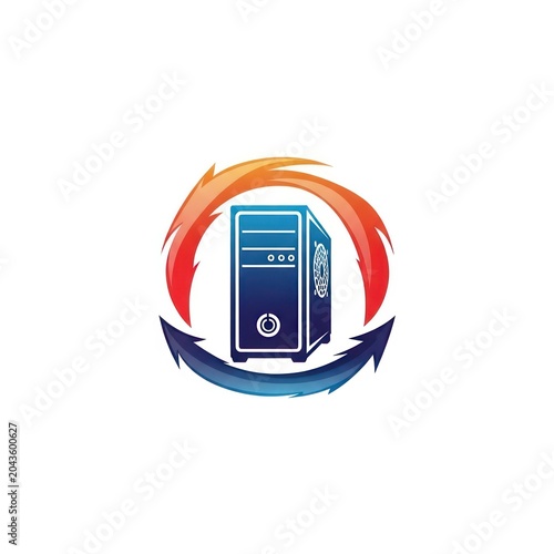 Computer hardware technology circular logo design.