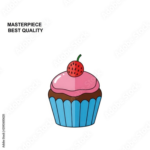 Delicious chocolate cupcake with pink frosting.