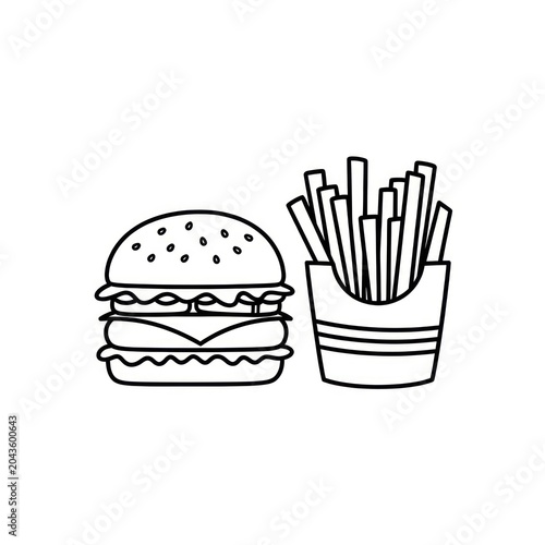 Fast food burger and french fries.