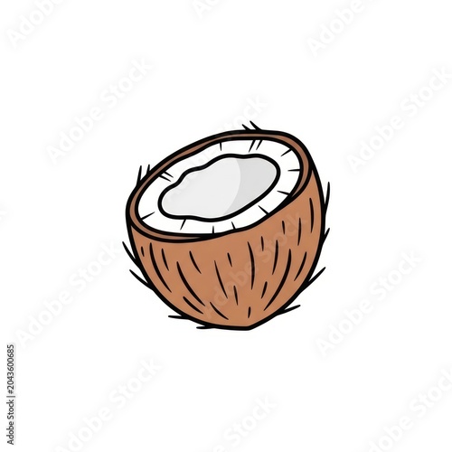 Half of a brown coconut shell.