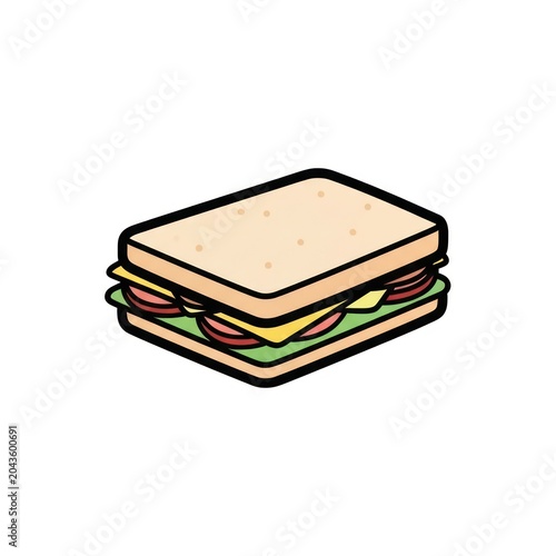 Illustration of a sandwich with filling.