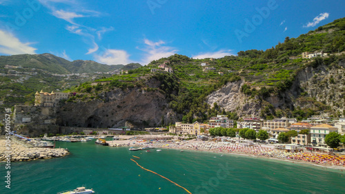 Schilderij op canvas Aerial panorama of Maiori and Minori seaside resorts in Campania Italy