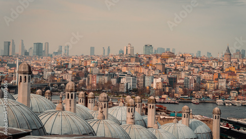 Over the domes and chimneys of the Suleymaniye Complex in Istanbul