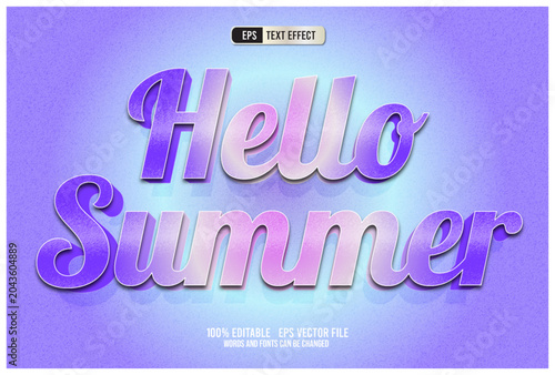 Hello Summer Retro 3D Text Effect Editable Vector Template