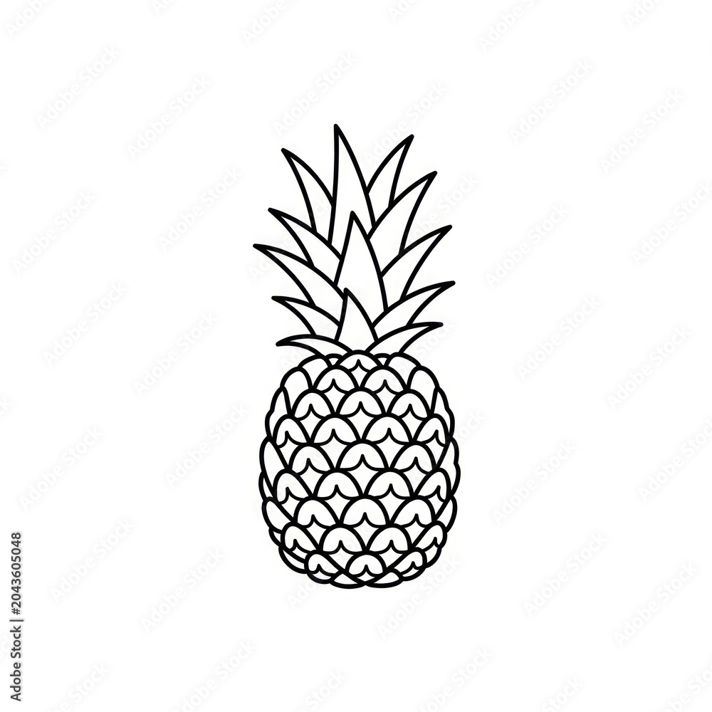 Obraz premium Pineapple Fruit Illustration Line Art.