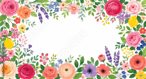 Vibrant Summer Floral Frame Background with Lemons and Berries Vector