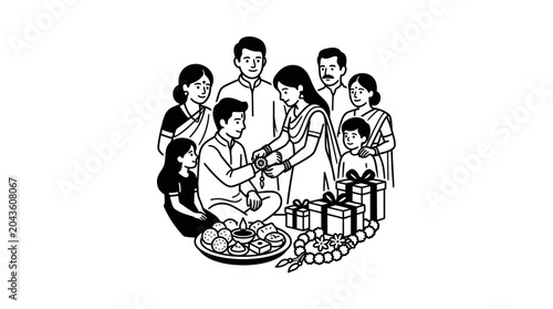Foto A family celebrating the traditional Indian festival of Raksha Bandhan together