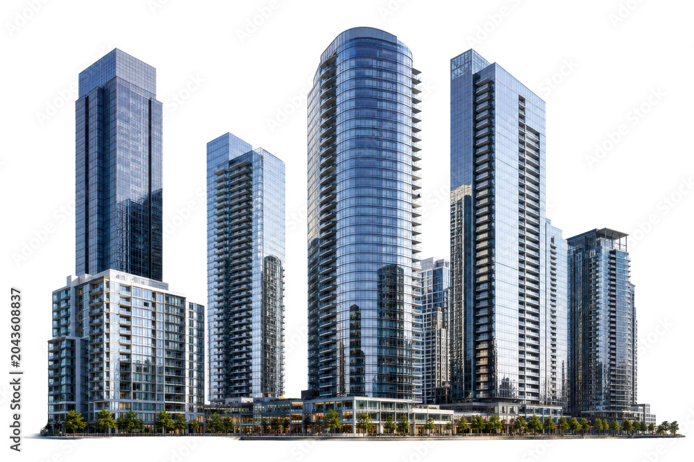 Obraz premium Modern Highrise Buildings Isolated For Urban Development Concepts