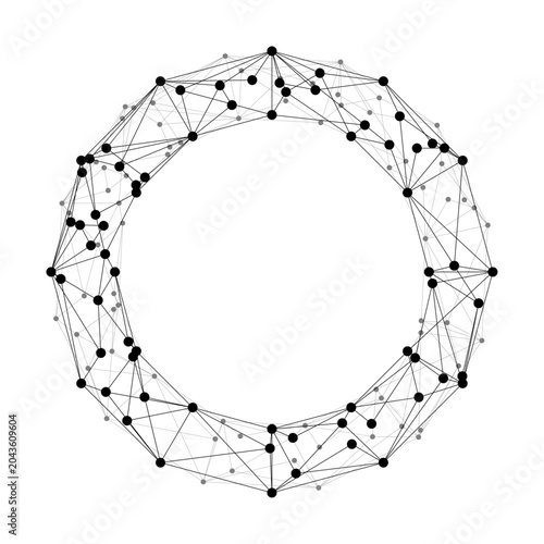 Broken sphere network with connected nodes and lines futuristic technology structure