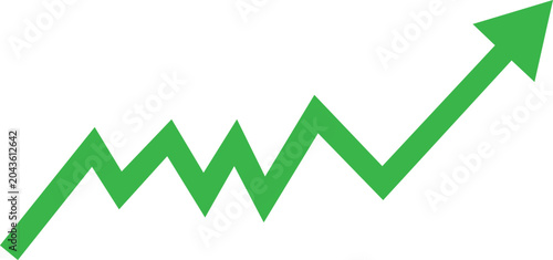 Green arrow graph line chart increasing trend growth chart  upward movement indicator