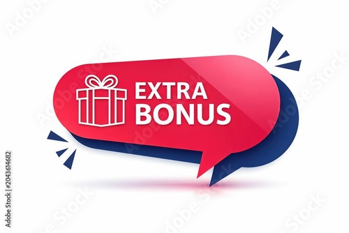 Extra bonus gift speech bubble with present icon