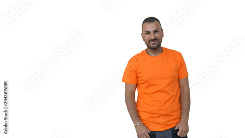 Foto Portrait of a proud professional male employee standing against clean white back