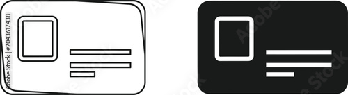 Id card icons black and white vector illustration for authentication systems