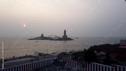 4K Time-lapse of the beautiful sunrise at Kanyakumari, India.