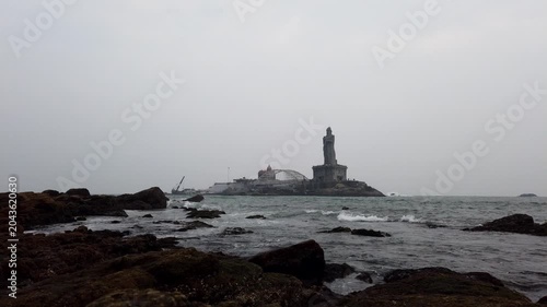 4K Time-lapse of the beautiful sunrise at Kanyakumari, India.