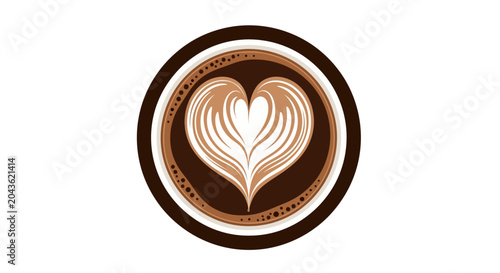 Foto Heart-shaped latte art in coffee cup illustration