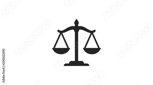 Foto A black silhouette icon of a balanced scale of justice on a white background