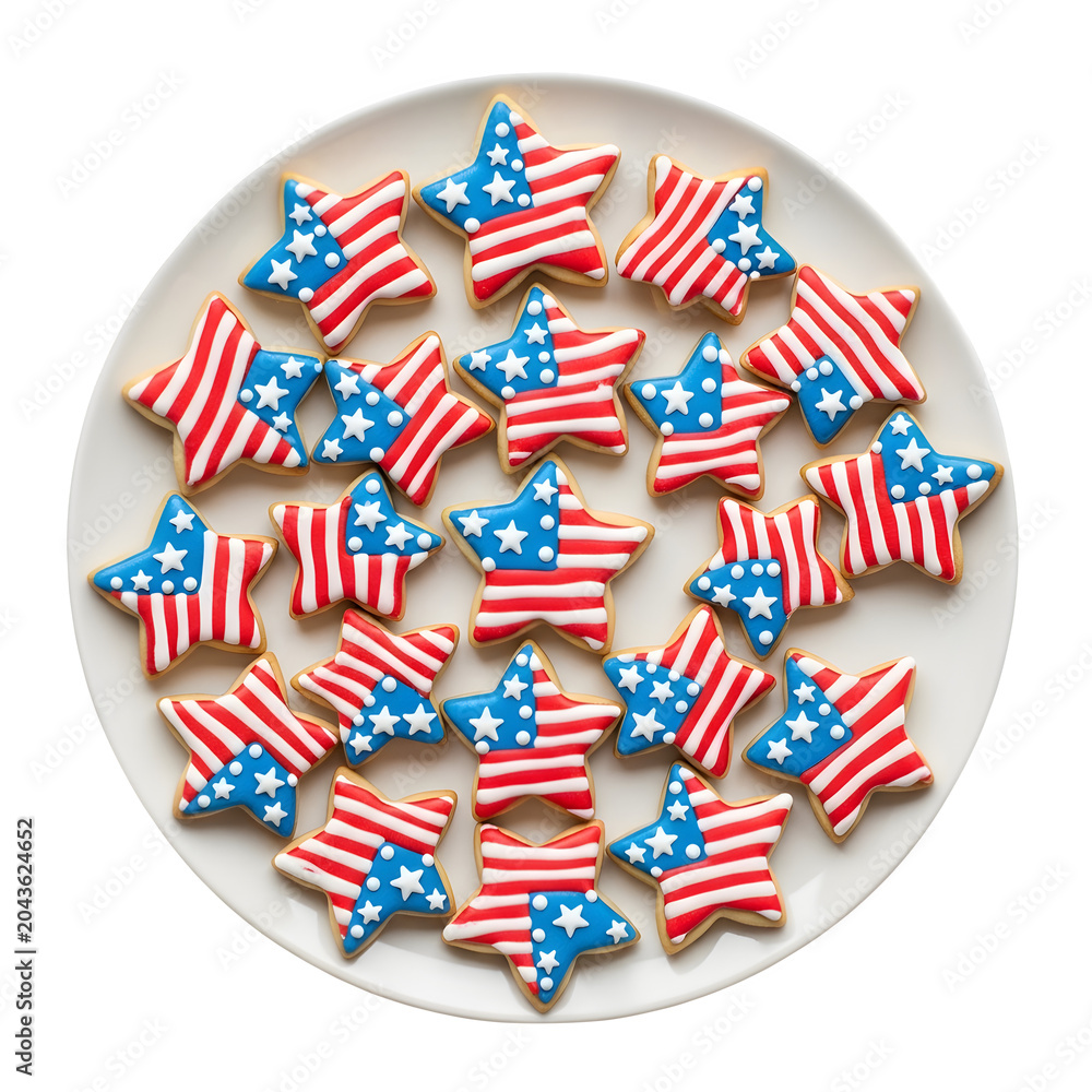 Fototapeta premium Colorful mini american flags scattered in a bowl isolated on white background