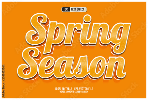Spring Season Retro 3D Text Effect Editable Vector Template