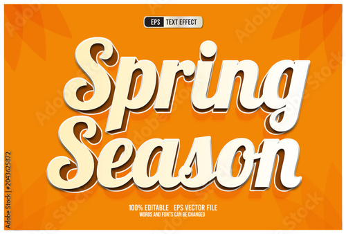 Spring Season Retro 3D Text Effect Editable Vector Template