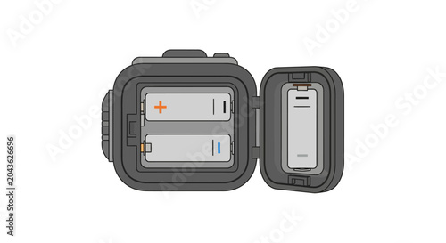 Foto open battery compartment with aa batteries