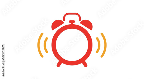 Red alarm clock with sound waves vector illustration