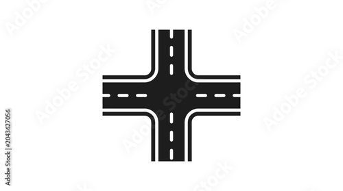 Obraz na plátně road intersection flat icon crossroads highway street