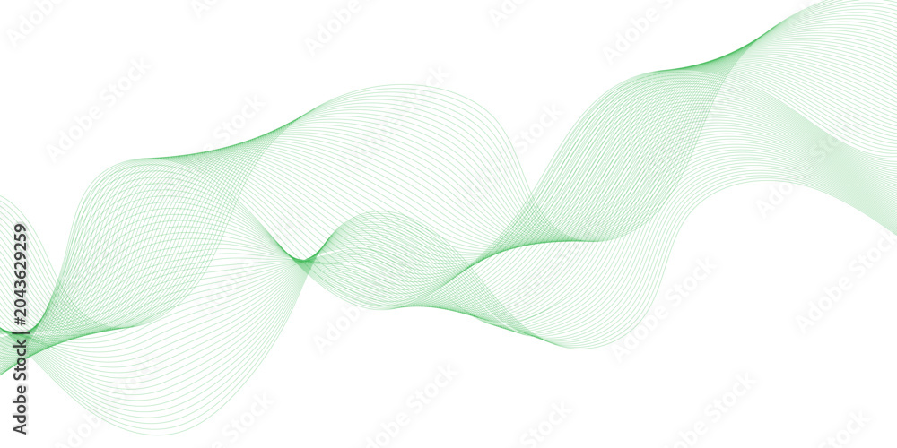Fototapeta premium Green smooth wave line for corporate reports and neutral data visualization layouts. Design element. Vector eps10