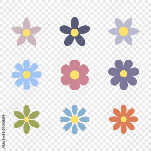 Flower simple icons. Flower vector icons set
