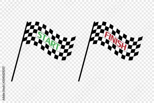 Racing flag start and finish in flat style