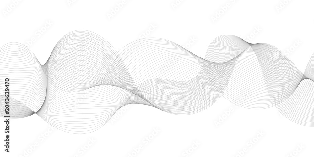 Fototapeta premium Abstract Grey Wave of Dotted Particles on White Background. Modern Minimalist Digital Waveform Technology Background