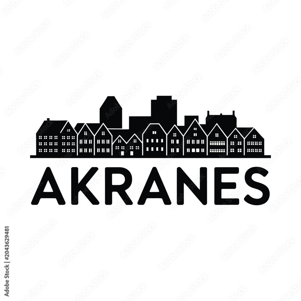 Obraz premium akranes city skyline silhouette black white background