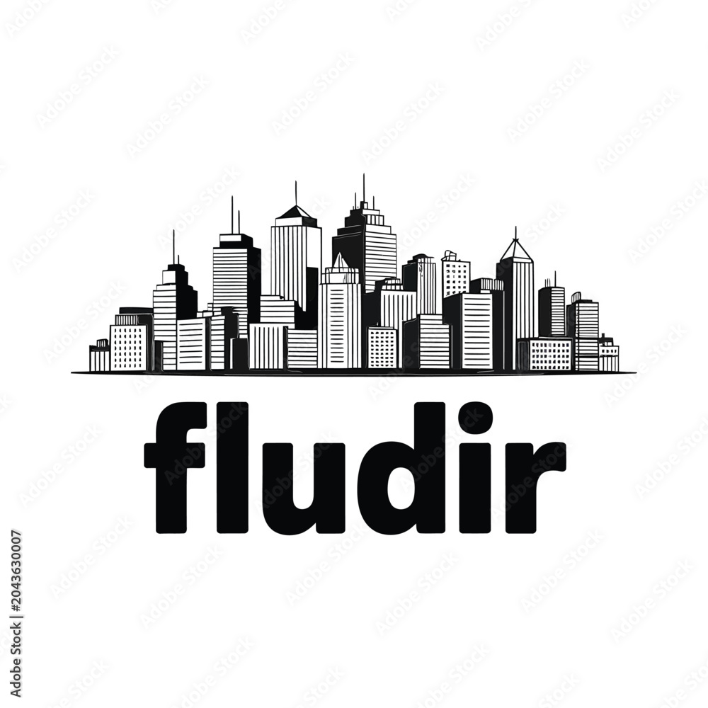 Obraz premium city skyline silhouette with text black white